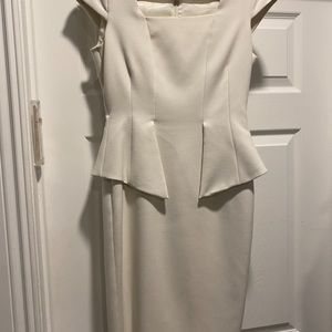 Zara Knee Length Peplum White Dress